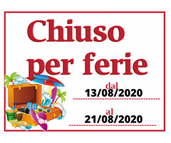 Avvisiamo che la nostra ditta chiude per ferie dal 13.xxohc8bb4f111a4373342a8736b1574f501doe5F9DB3AE