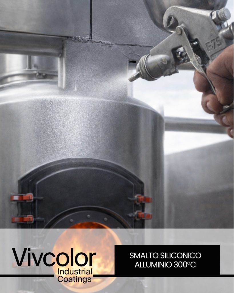 ALUMINUM SILICONE ENAMEL 300°C: REFLECTIVE ACRYLIC SILICONE PAINT The aluminum coloured enamel